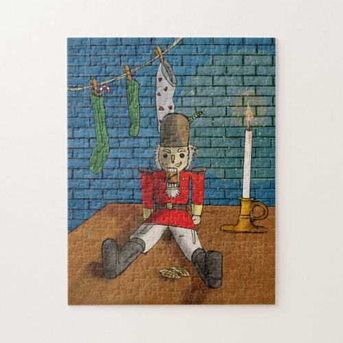 Nutcracker Retro Christmas Whimsical Illustration Jigsaw Puzzle