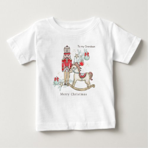 Nutcracker Rocking Horse Christmas Tree Baby T_Shirt