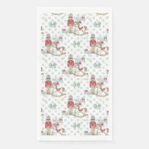 Nutcracker, rocking horse, Christmas tree Paper Guest Towels