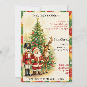 Nutcracker, Santa & Reindeer Christmas Dance Party Invitation