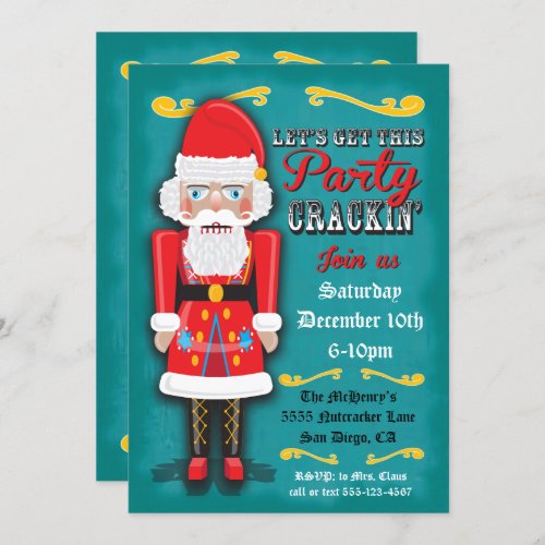 Nutcracker SantaHoliday Christmas Party Invitation