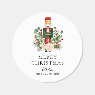 Nutcracker Script Family Name Christmas Holiday Classic Round Sticker
