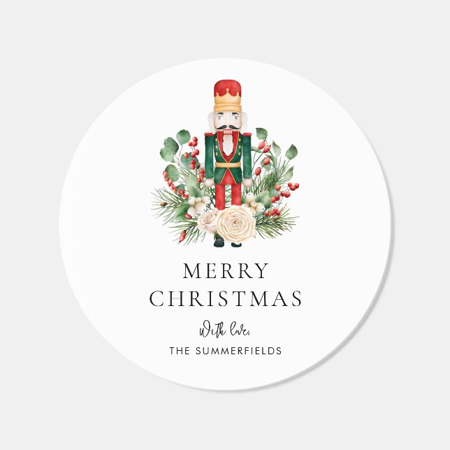Nutcracker Script Family Name Christmas Holiday Classic Round Sticker (Single)
