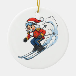 Nutcracker Skier Christmas 2026 Holiday Skiing Ceramic Ornament