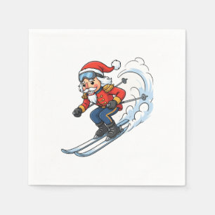 Nutcracker Skier Christmas 2026 Holiday Skiing Napkins