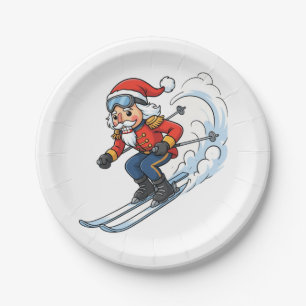 Nutcracker Skier Christmas 2026 Holiday Skiing Paper Plates