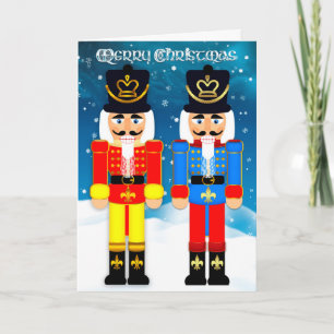 Nutcracker Solder In Blue And Red With Christmas Holiday Card