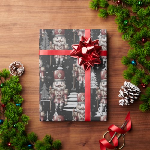 Nutcracker Soldier Captain Christmas Trees Wrapping Paper