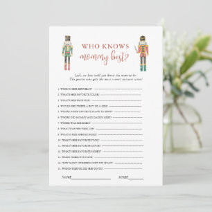 Nutcracker soldier Christmas Baby Shower game Invitation