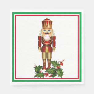 Nutcracker Soldier Christmas Holly Paper Napkin