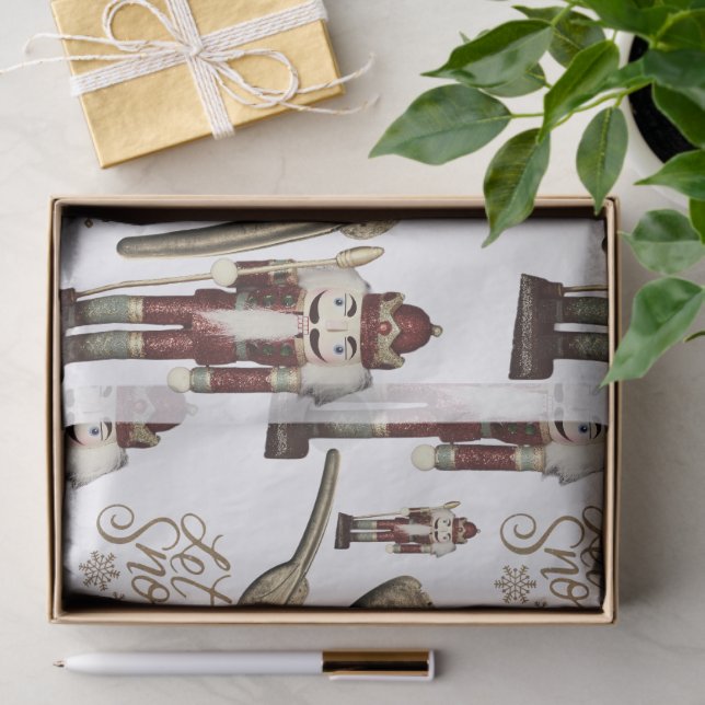 Nutcracker Soldier Christmas Let it Snow Gold Tissue Paper (Gift)