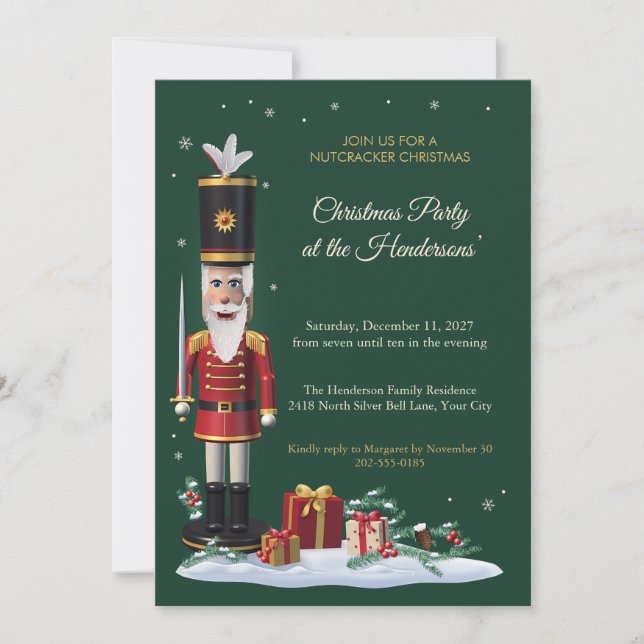 Nutcracker Soldier Christmas Party Invitation (Front)