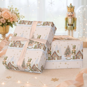 Nutcracker Soldier Gingerbread Christmas Birthday Wrapping Paper