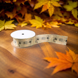 Nutcracker Soldier Gray Peach Pastel Satin Ribbon