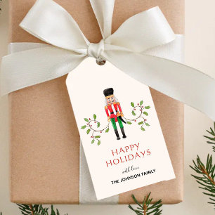 Nutcracker soldier Happy Holidays Gift Tags