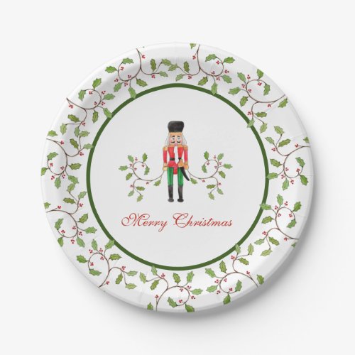Nutcracker soldier  Holly Christmas party  Paper Plates