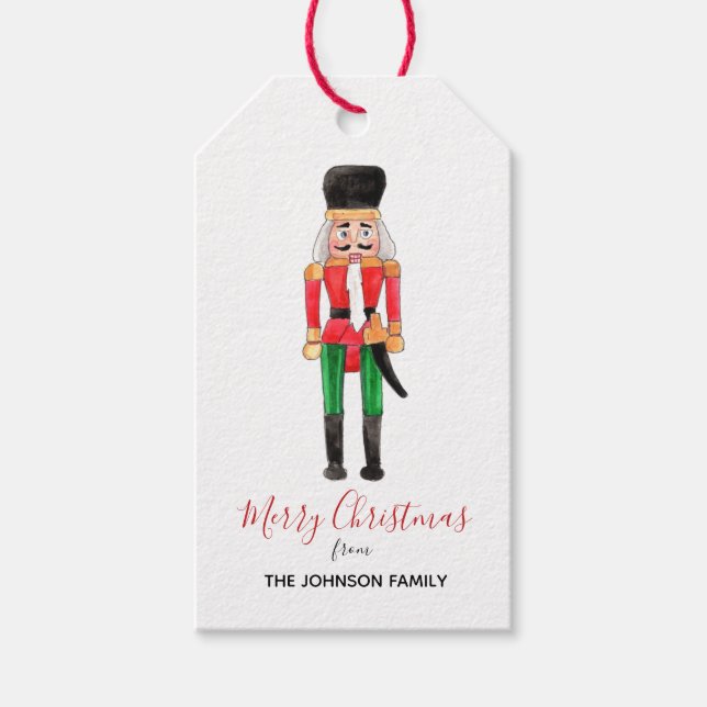 Nutcracker soldier Merry Christmas Gift Tags (Front)
