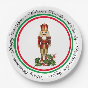 Nutcracker Soldier Personalize Words Christmas  Paper Plates