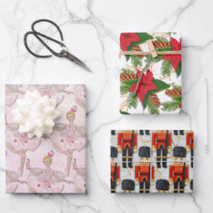 Nutcracker Soldier Sugar Plum Fairy Christmas Wrapping Paper Sheets