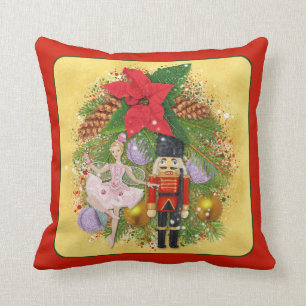 Nutcracker Soldier Sugar Plum Fairy Christmas Xmas Throw Pillow