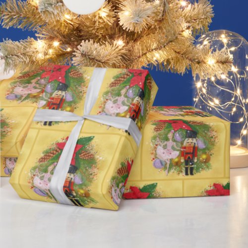 Nutcracker Soldier Sugar Plum Fairy Christmas Xmas Wrapping Paper