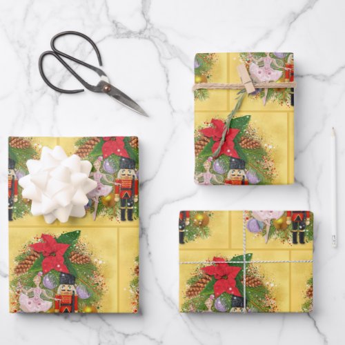 Nutcracker Soldier Sugar Plum Fairy Christmas Xmas Wrapping Paper Sheets