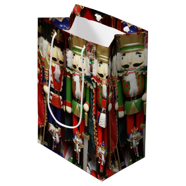 Nutcracker Soldiers Christmas Medium Gift Bag (Front Angled)