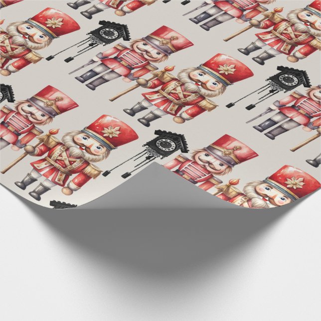 Nutcracker Soldiers Cuckoo Clocks Wrapping Paper (Corner)