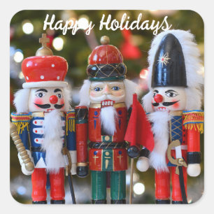 Nutcracker Soldiers Festive Christmas Red Green Square Sticker
