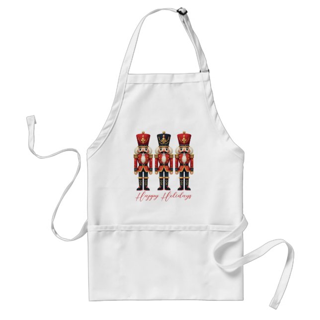 Nutcracker Soldiers Happy Holiday Adult Apron (Front)