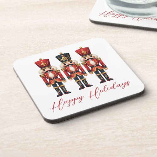 Nutcracker Soldiers Happy Holiday Beverage Coaster