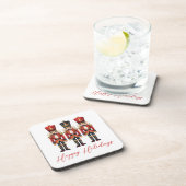 Nutcracker Soldiers Happy Holiday Beverage Coaster (Right Side)