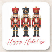 Nutcracker Soldiers Happy Holiday Beverage Coaster (Front)