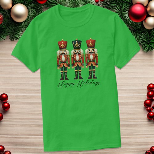 Nutcracker Soldiers Happy Holiday Dark T_Shirt