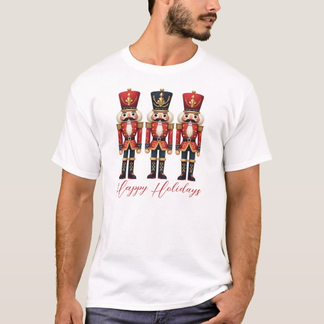 Nutcracker Soldiers Happy Holiday T-Shirt (Front)