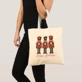 Nutcracker Soldiers Happy Holiday Tote Bag (Front (Product))