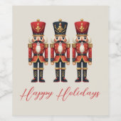 Nutcracker Soldiers Happy Holiday Wine Label (Single Label)