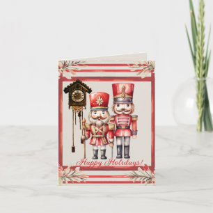 Nutcracker Soldiers Happy Holidays Cuckoo Clock Invitation