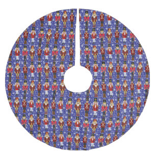 Nutcracker Soldiers Pretty Christmas Blue Snow Brushed Polyester Tree Skirt