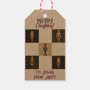 Nutcracker Sparkle Checkerboard Traditional Gift Tags