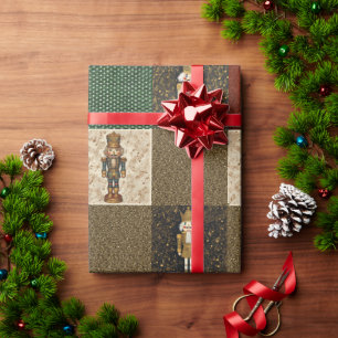 Nutcracker Sparkle Checkerboard Traditional Wrapping Paper