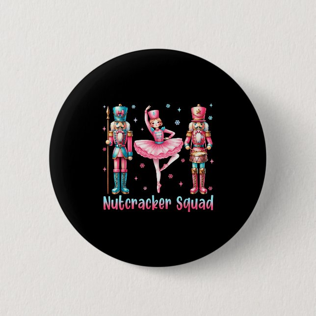 Nutcracker Squad Ballet Dance Merry Christmas Wome Button (Front)