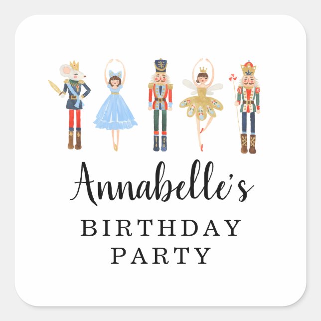 Nutcracker Square Stickers, Favor Stickers (Front)