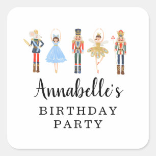 Nutcracker Square Stickers, Favor Stickers