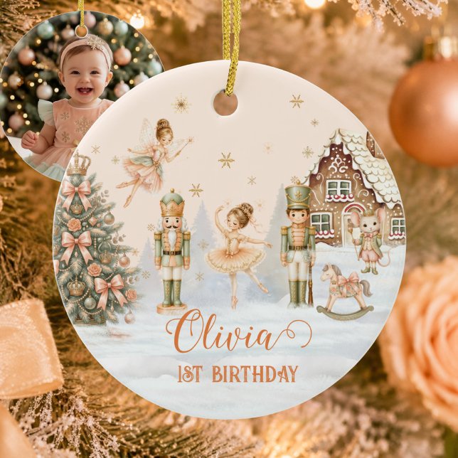 Nutcracker Sugar Plum 1st Birthday Keepsake Ceramic Ornament (Nutcracker Sugar Plum 1st Birthday Keepsake Ceramic Ornament - Front)