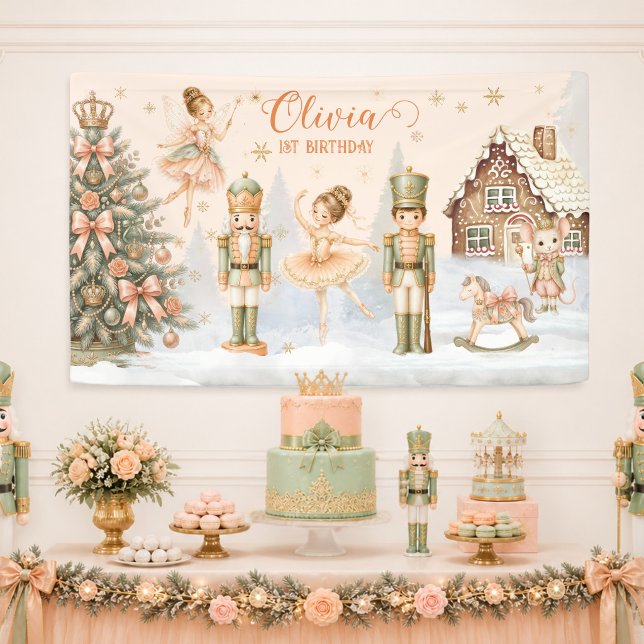 Nutcracker Sugar Plum Fairy 1st Bday Backdrop Banner (Nutcracker Sugar Plum Fairy 1st Bday Backdrop Banner)