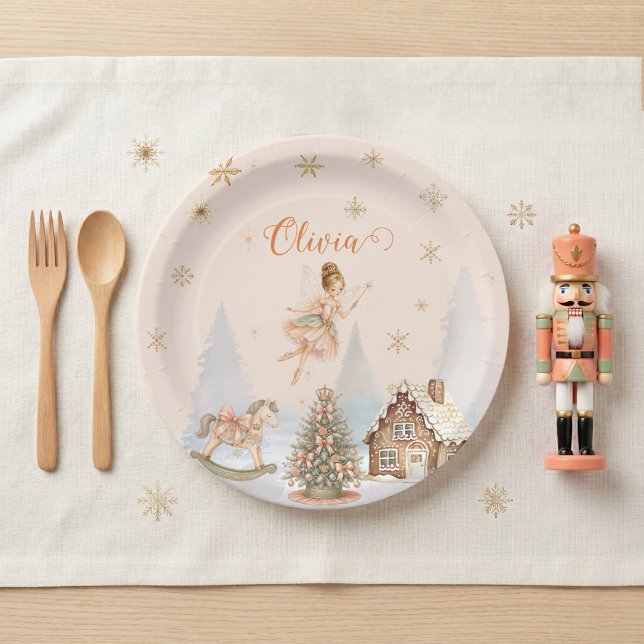  Nutcracker Sugar Plum Fairy Ballerina Sweet One Paper Plates (Sugar Plum Fairy Nutcracker Peach Mint Tableware Paper Plates)