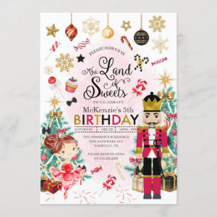 Nutcracker Sugar Plum Fairy Christmas Birthday Invitation