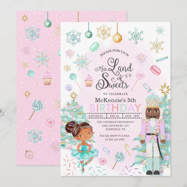 Nutcracker Sugar Plum Fairy Christmas Birthday Invitation (Front/Back)