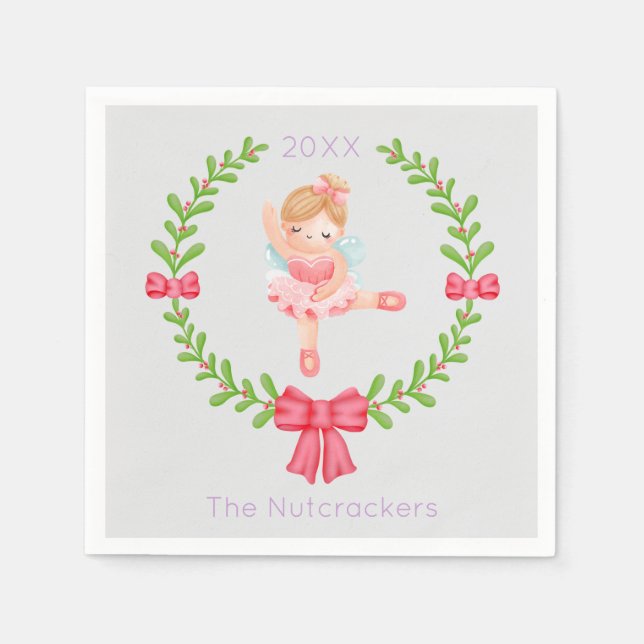 Nutcracker Sugar Plum Fairy Christmas Napkins (Front)
